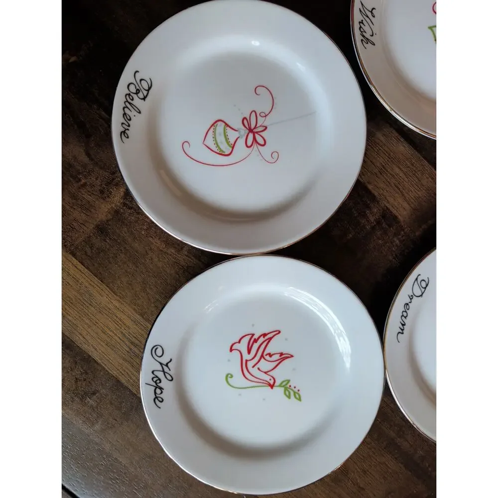 Set (4) St. Nicholas Square Tis the Season appetizer plates 6.5